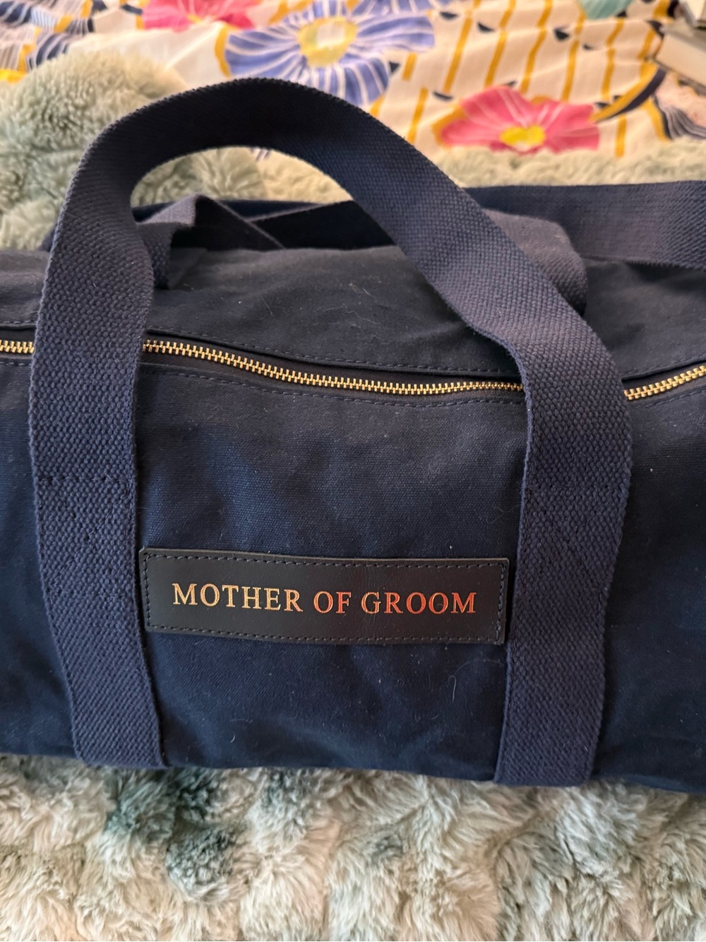 Mother of Groom Navy Canvas Duffle Bag